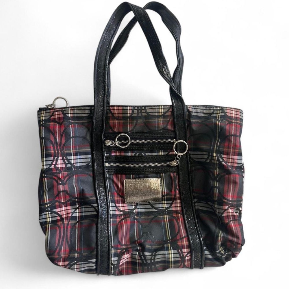 Y2K Vintage Coach 14360 Poppy Tartan Plaid Shopper Tote Bag